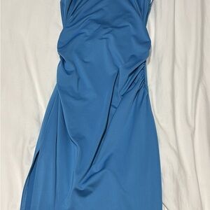 SHEIN Blue Dress with Side Slit & Twisted Back